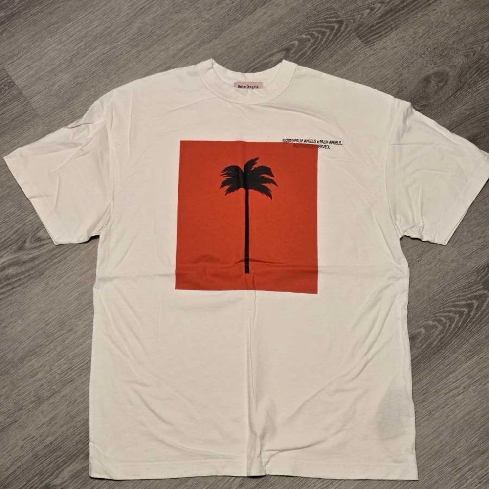 Palm Angels White Tee with Red Palm Graphic